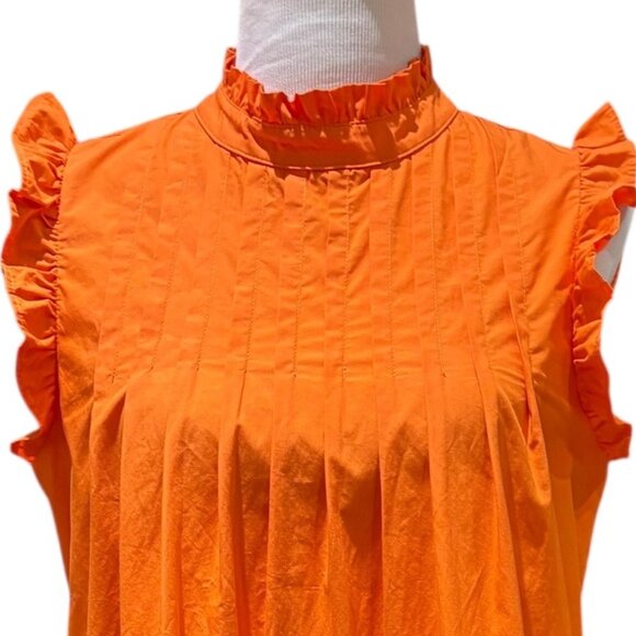 THML Orange flutter sleeve High Neck A-Line Dress size Small - Picture 2 of 14